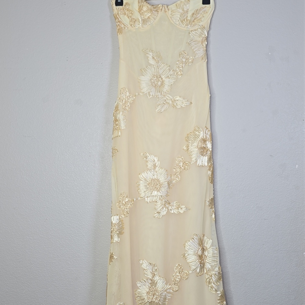 Babyboo Nefertiti Elegant Floral Shaped Ribon Embroidered Underwire Maxi Dress L - Picture 4 of 14